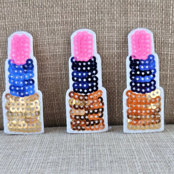 Lipstick Sequins Patches Ice Popsicle Patches Lot of 6 Iron ON Patches - Picture 3 of 9